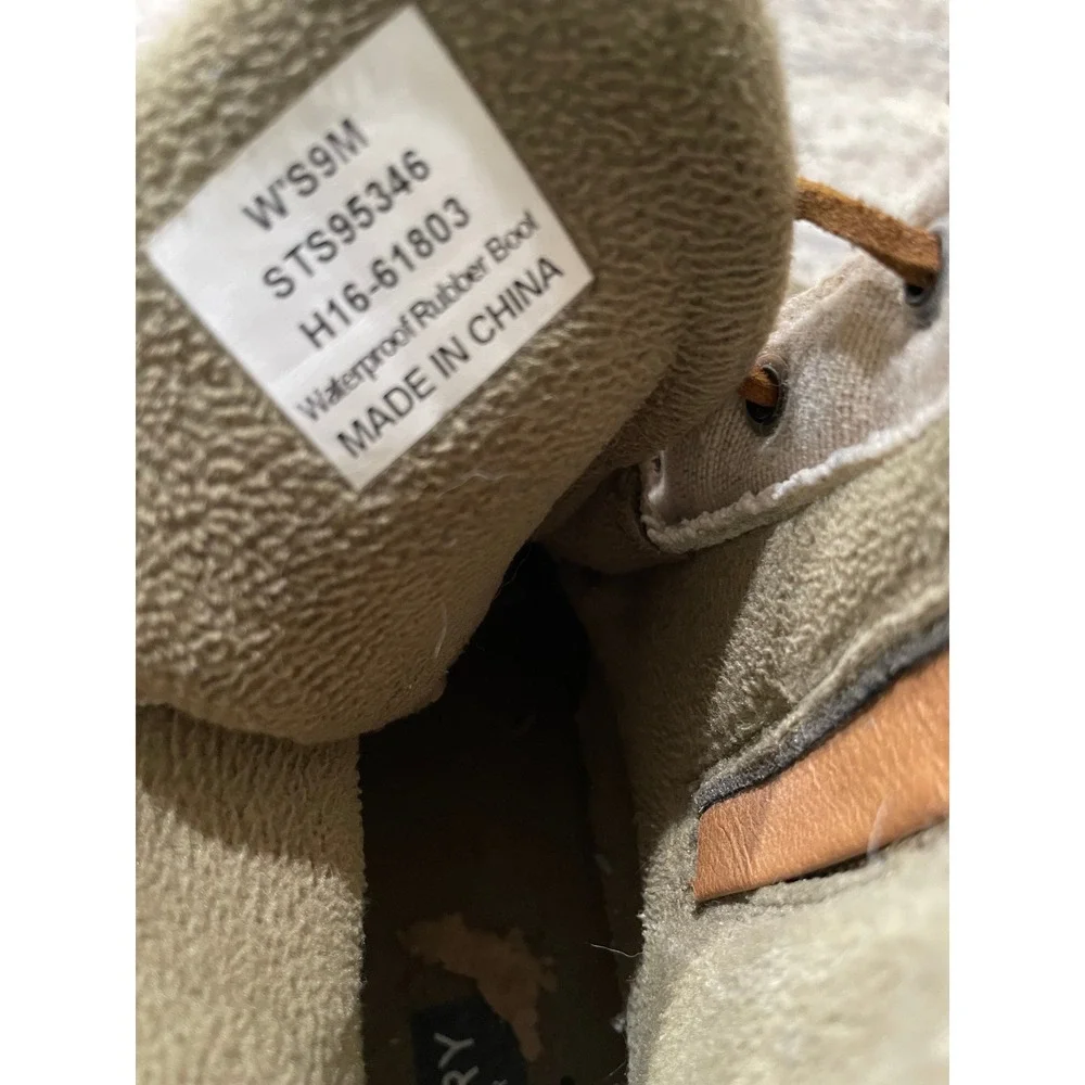 Sperry Saltwater Duck Boots Olive Green Tan Coral STS95346 Womens 9M